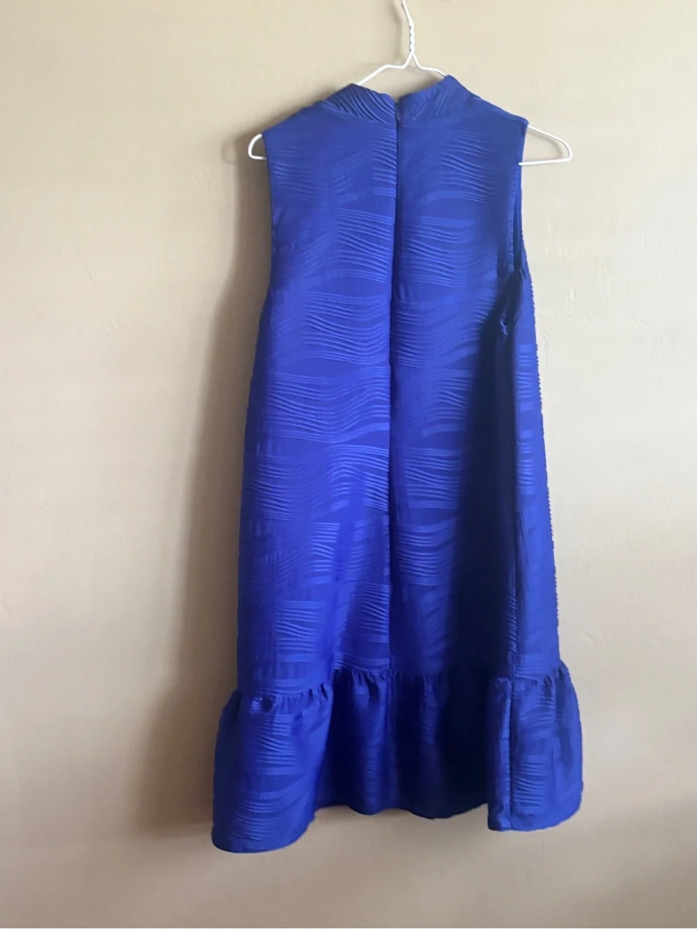 Anthropologie Hutch Mollie Royal Blue Textured Mock Neck Flounce Hem Size Lg